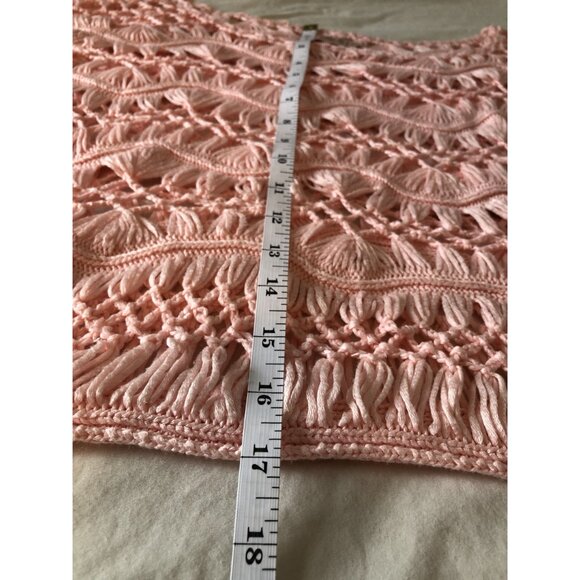 Essence Soft Pink Crochet Open-Knit Top One Size Fits Most Festival Summer Boho - Picture 5 of 5